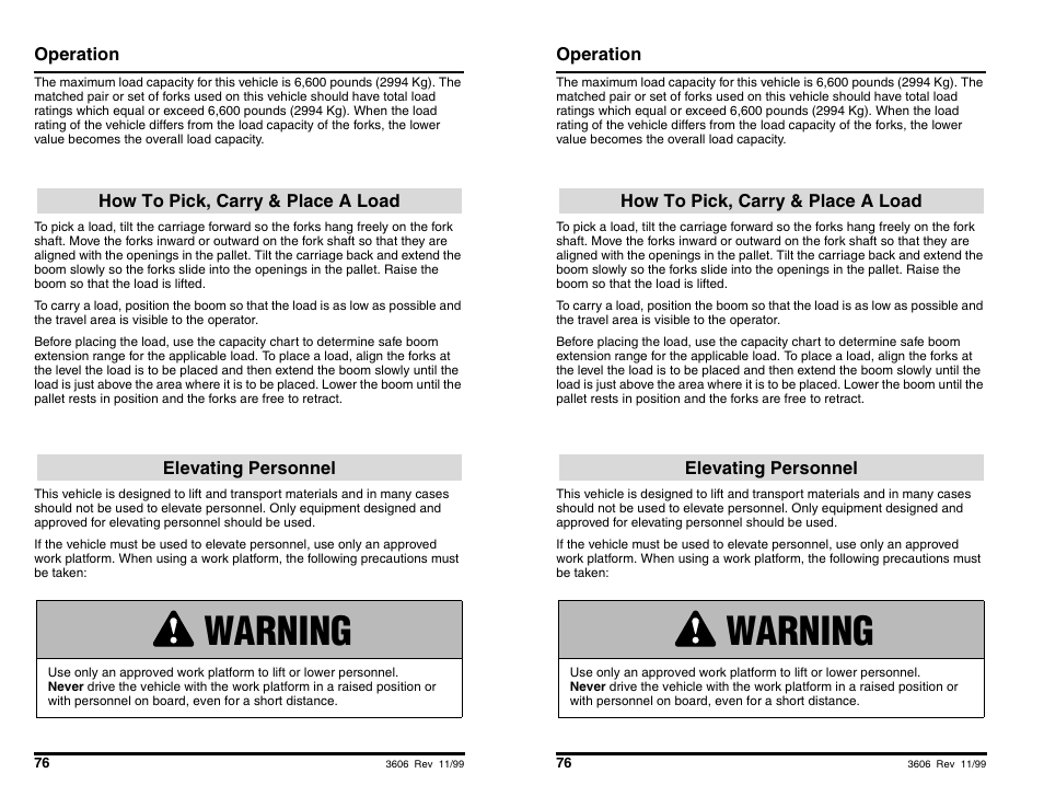 Warning | SkyTrak 3606 Operation Manual User Manual | Page 78 / 168
