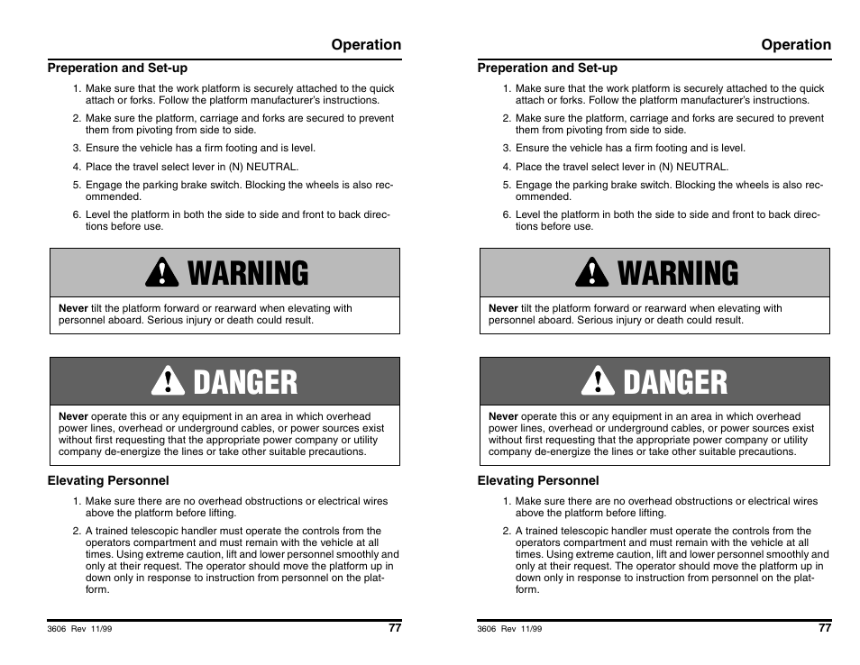 Warning, Danger | SkyTrak 3606 Operation Manual User Manual | Page 79 / 168