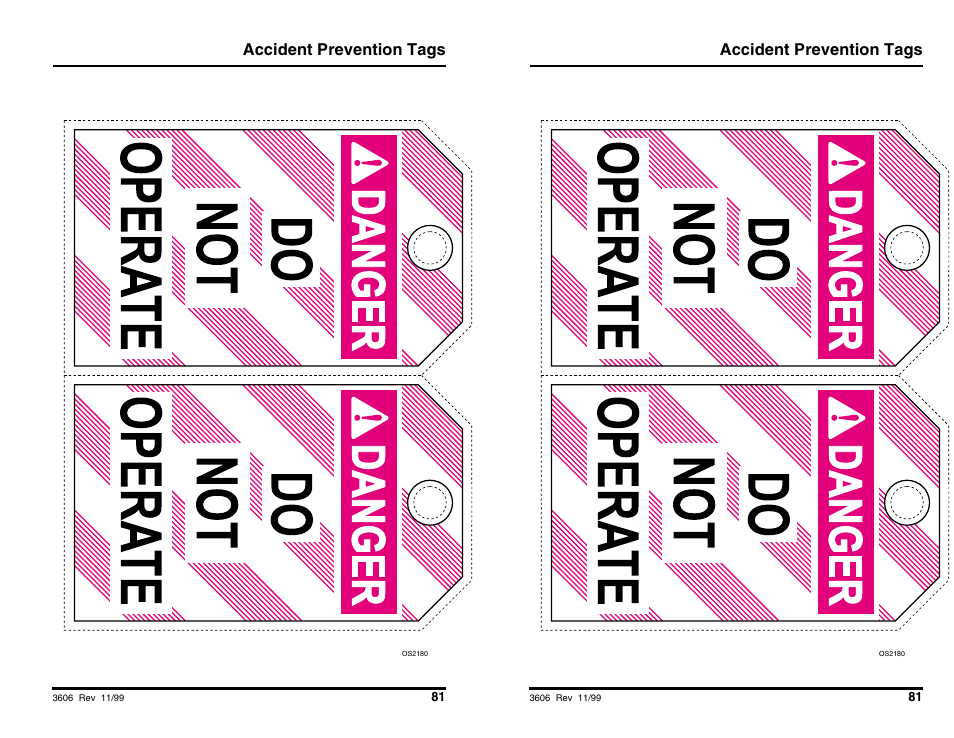 Accident prevention tags | SkyTrak 3606 Operation Manual User Manual | Page 83 / 168