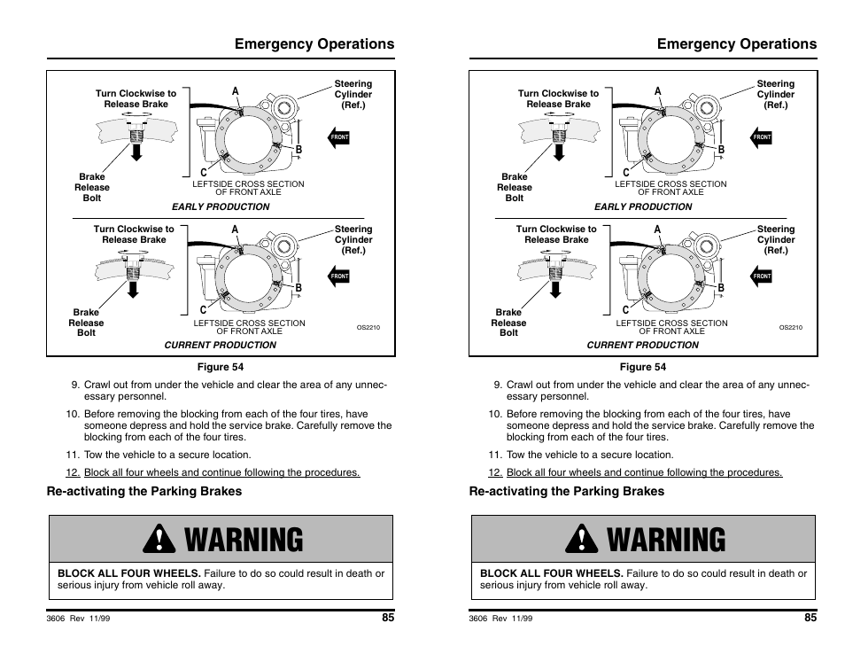 Warning, Emergency operations | SkyTrak 3606 Operation Manual User Manual | Page 87 / 168