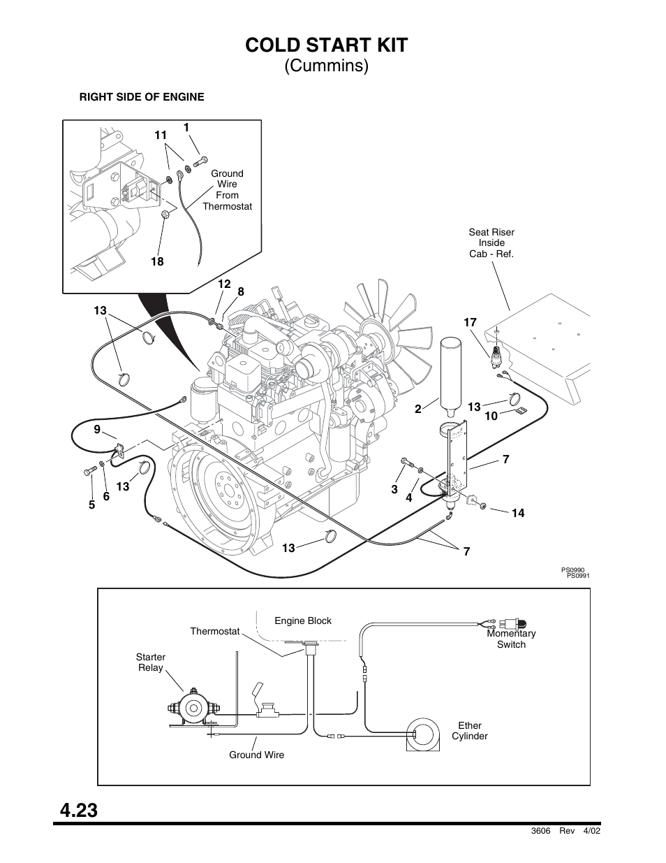 Cold start kit (cummins), Transmission cooling circuit, Air cleaner | 23 cold start kit, Cummins) | SkyTrak 3606 Parts Manual User Manual | Page 126 / 238