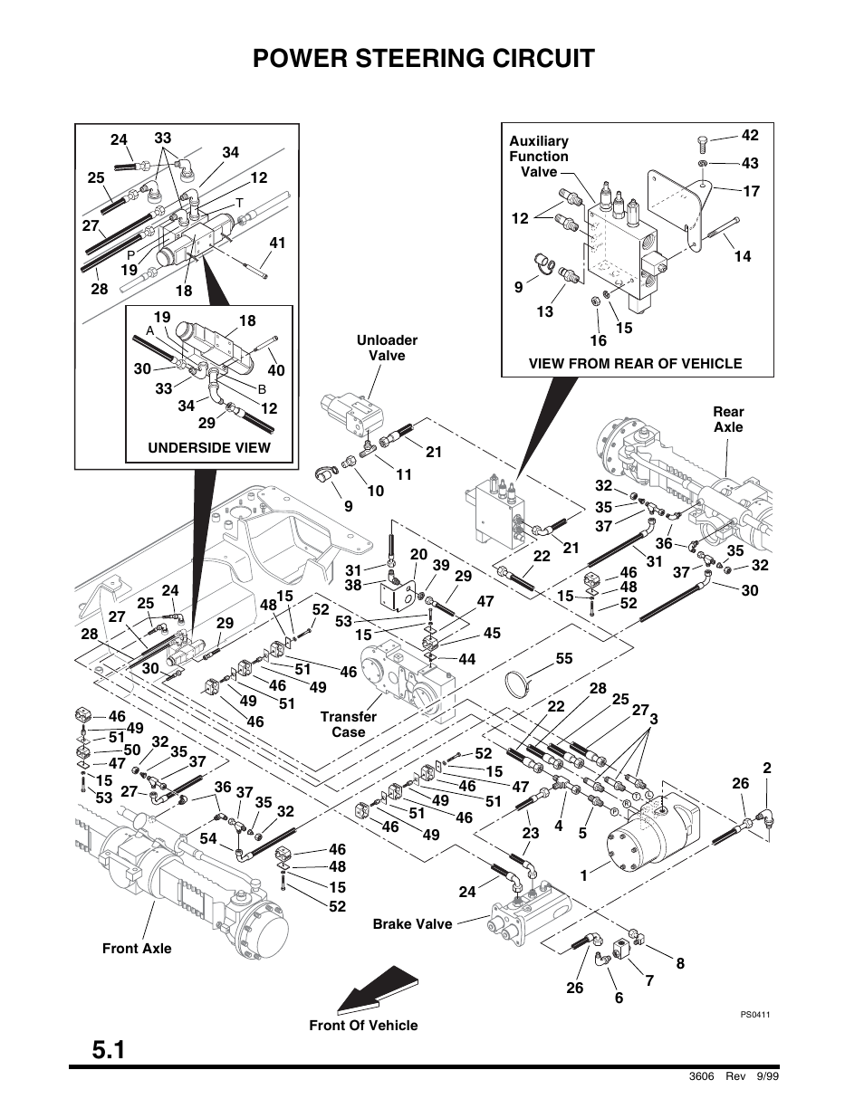 Section 5 hydraulic circuits, Power steering circuit, Perkins) | 72” carriage | SkyTrak 3606 Parts Manual User Manual | Page 128 / 238