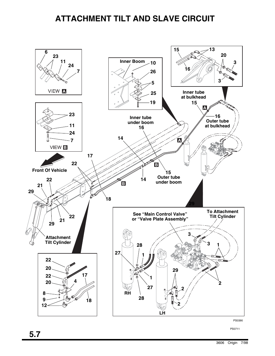 Attachment tilt and slave circuit, Optional), 7 attachment tilt and slave circuit | SkyTrak 3606 Parts Manual User Manual | Page 134 / 238