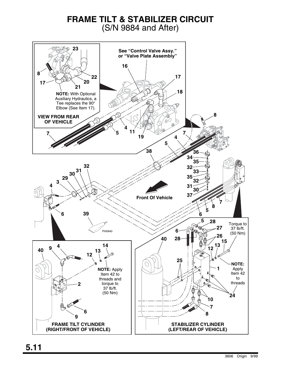 Frame tilt & stabilizer circuit, Main pump, O-ring face seal | SkyTrak 3606 Parts Manual User Manual | Page 138 / 238