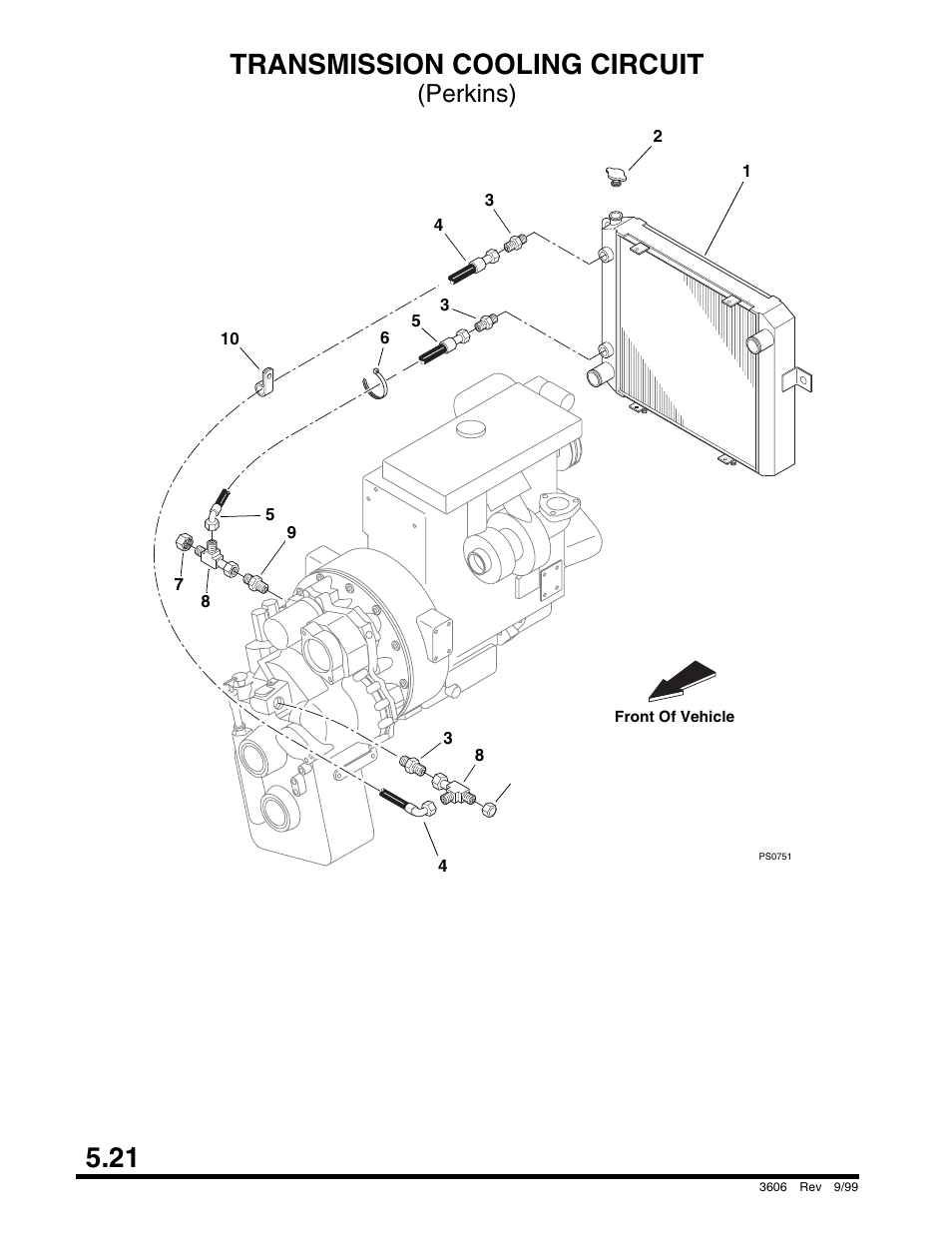 Transmission cooling circuit (perkins), Optional), 21 transmission cooling circuit | Perkins) | SkyTrak 3606 Parts Manual User Manual | Page 148 / 238