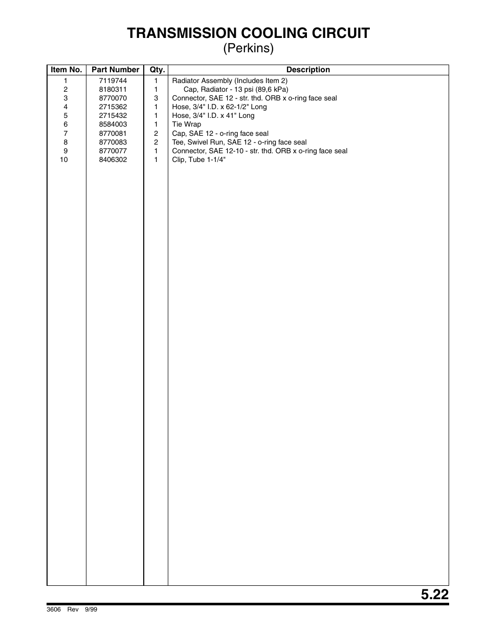 Transmission cooling circuit, Perkins) | SkyTrak 3606 Parts Manual User Manual | Page 149 / 238