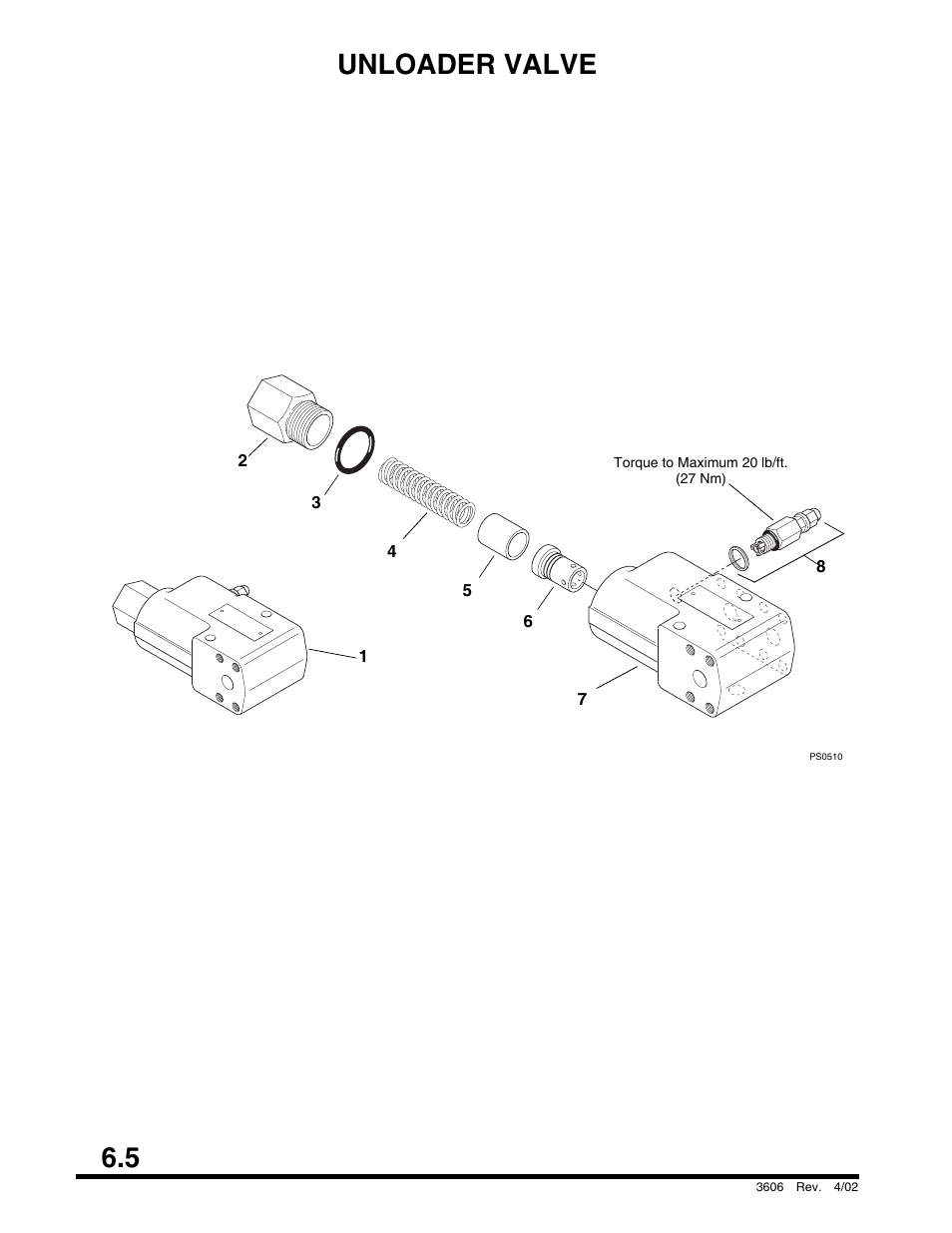 Unloader valve, 5 unloader valve | SkyTrak 3606 Parts Manual User Manual | Page 158 / 238