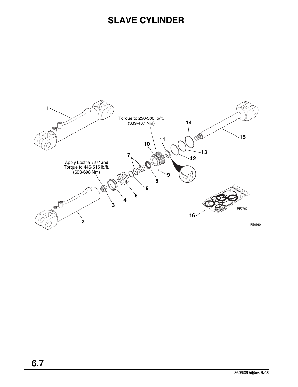 Slave cylinder, Optional), 7 slave cylinder | SkyTrak 3606 Parts Manual User Manual | Page 160 / 238