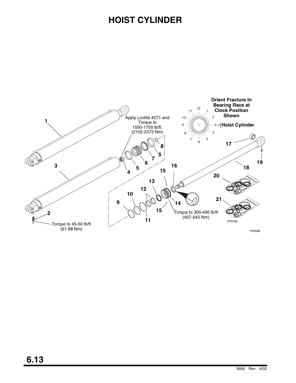 Hoist cylinder, 13 hoist cylinder | SkyTrak 3606 Parts Manual User Manual | Page 166 / 238