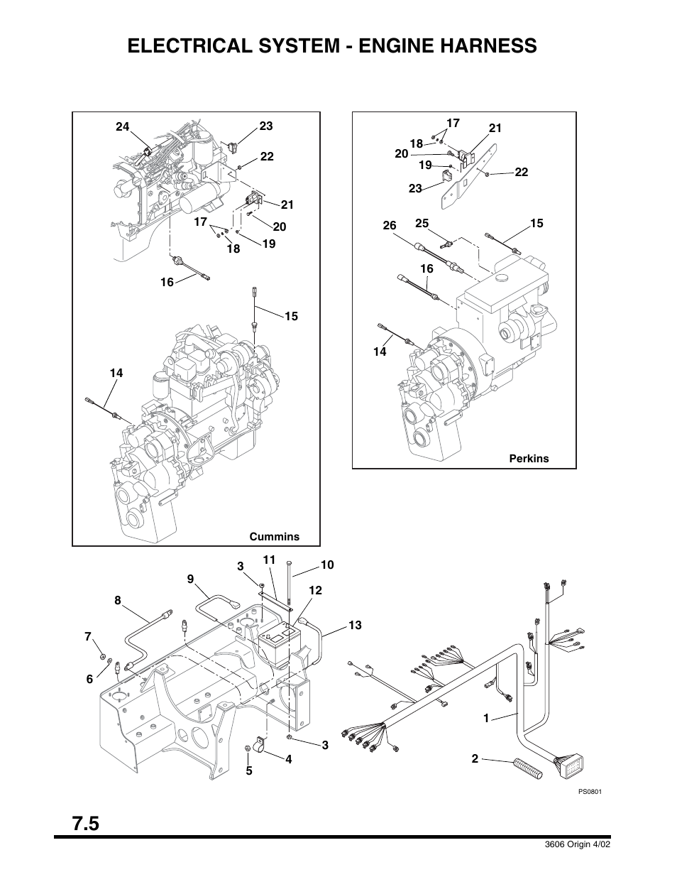 Electrical system - engine harness, 5 electrical system - engine harness | SkyTrak 3606 Parts Manual User Manual | Page 184 / 238