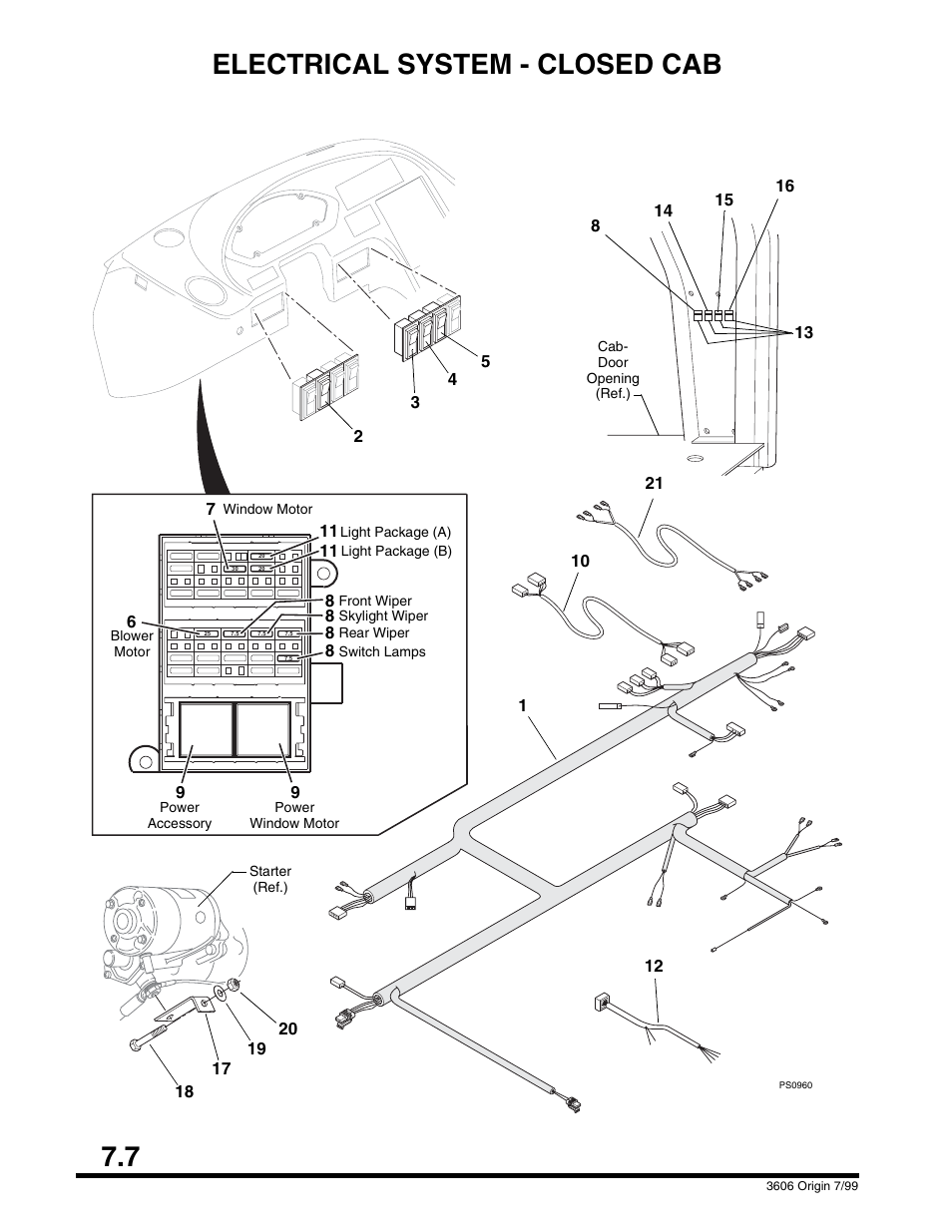 Electrical system - closed cab, 7 electrical system - closed cab | SkyTrak 3606 Parts Manual User Manual | Page 186 / 238