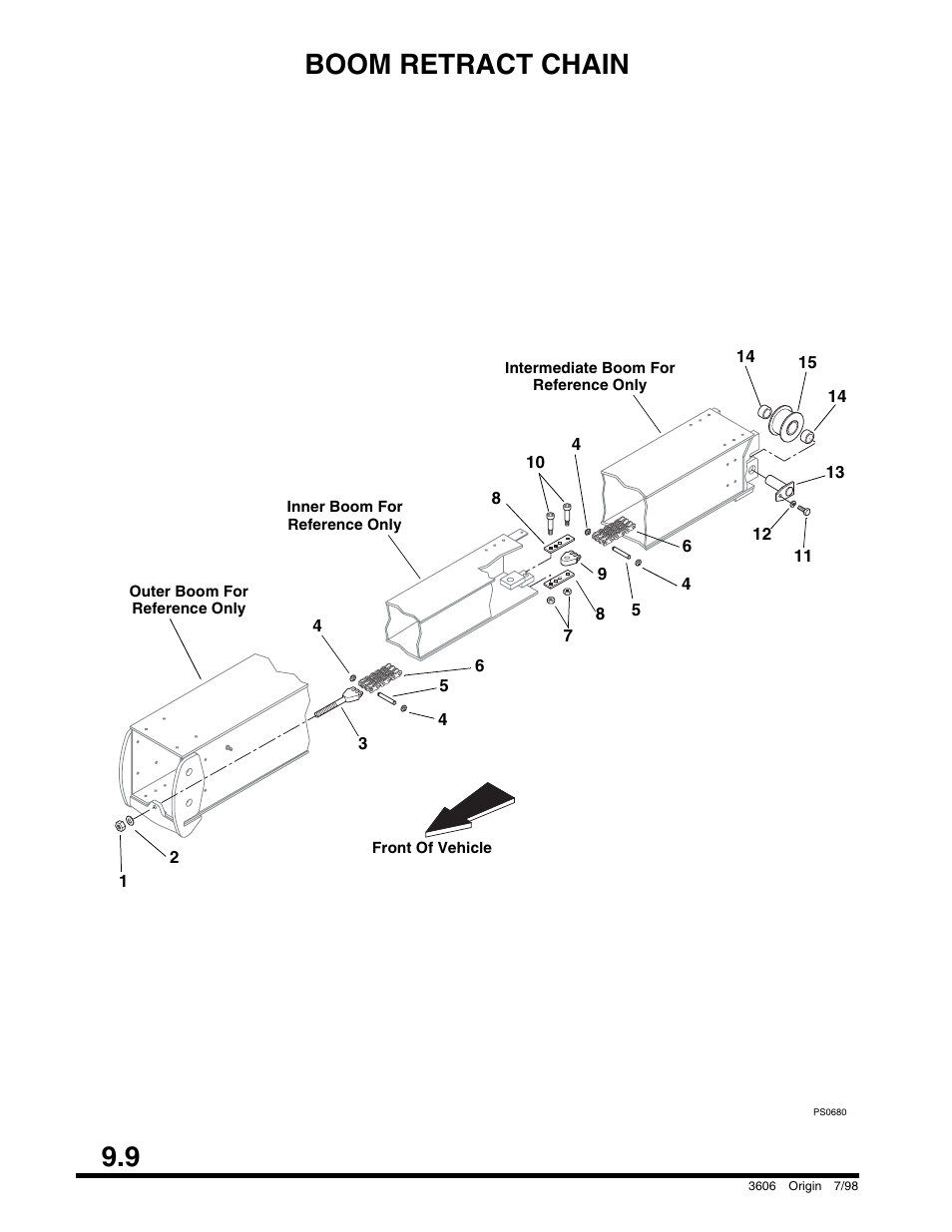 Boom retract chain, 9 boom retract chain | SkyTrak 3606 Parts Manual User Manual | Page 202 / 238