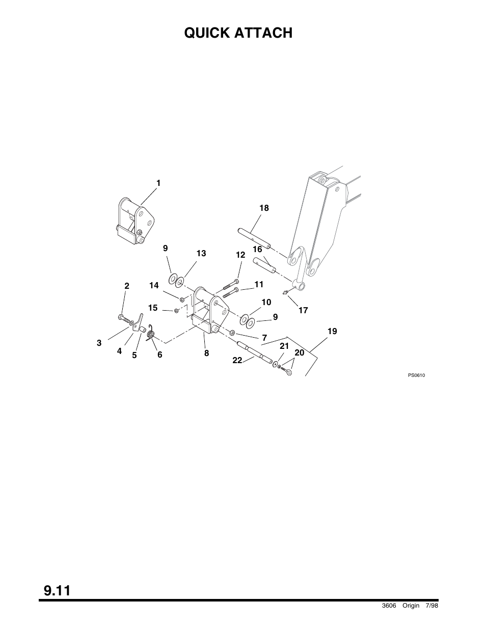 Quick attach, 11 quick attach | SkyTrak 3606 Parts Manual User Manual | Page 204 / 238