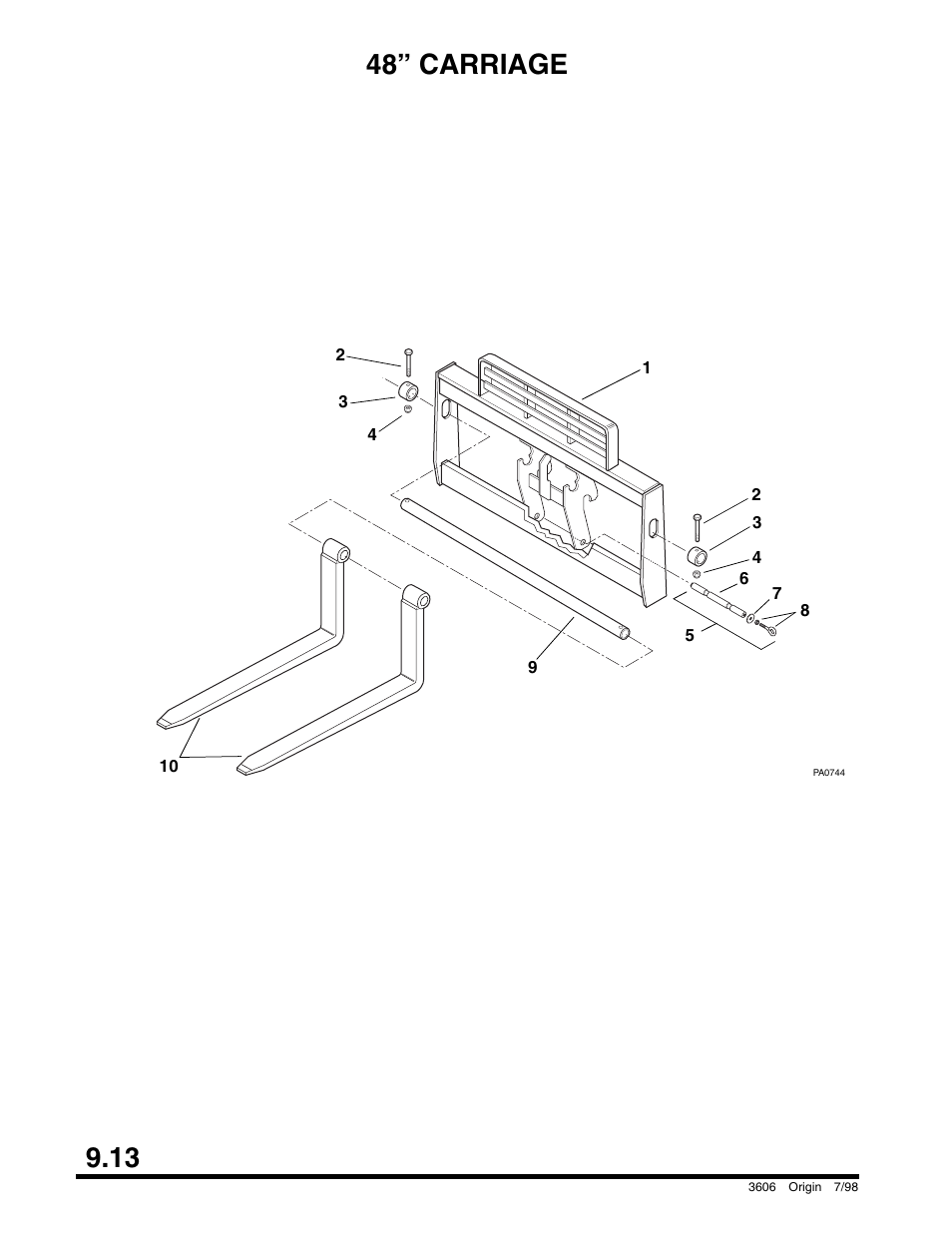 48” carriage, 13 48” carriage | SkyTrak 3606 Parts Manual User Manual | Page 206 / 238