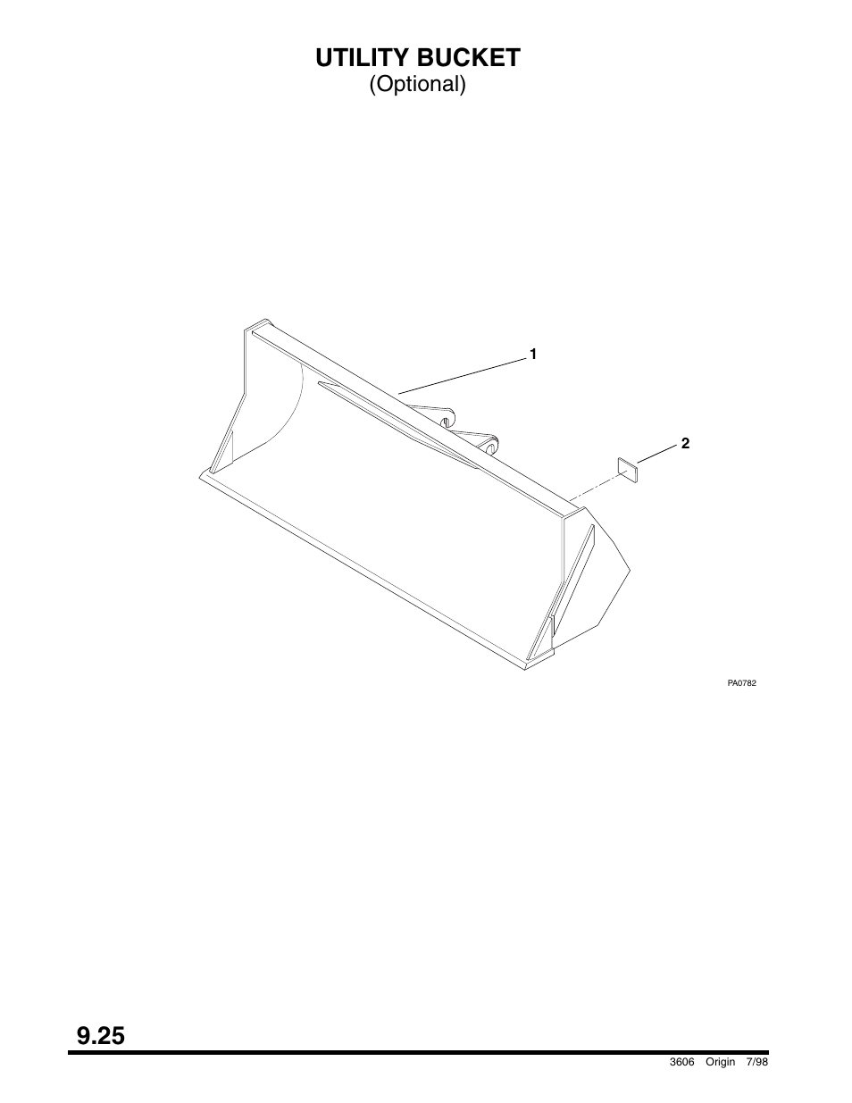 Utility bucket, 25 utility bucket, Optional) | SkyTrak 3606 Parts Manual User Manual | Page 218 / 238