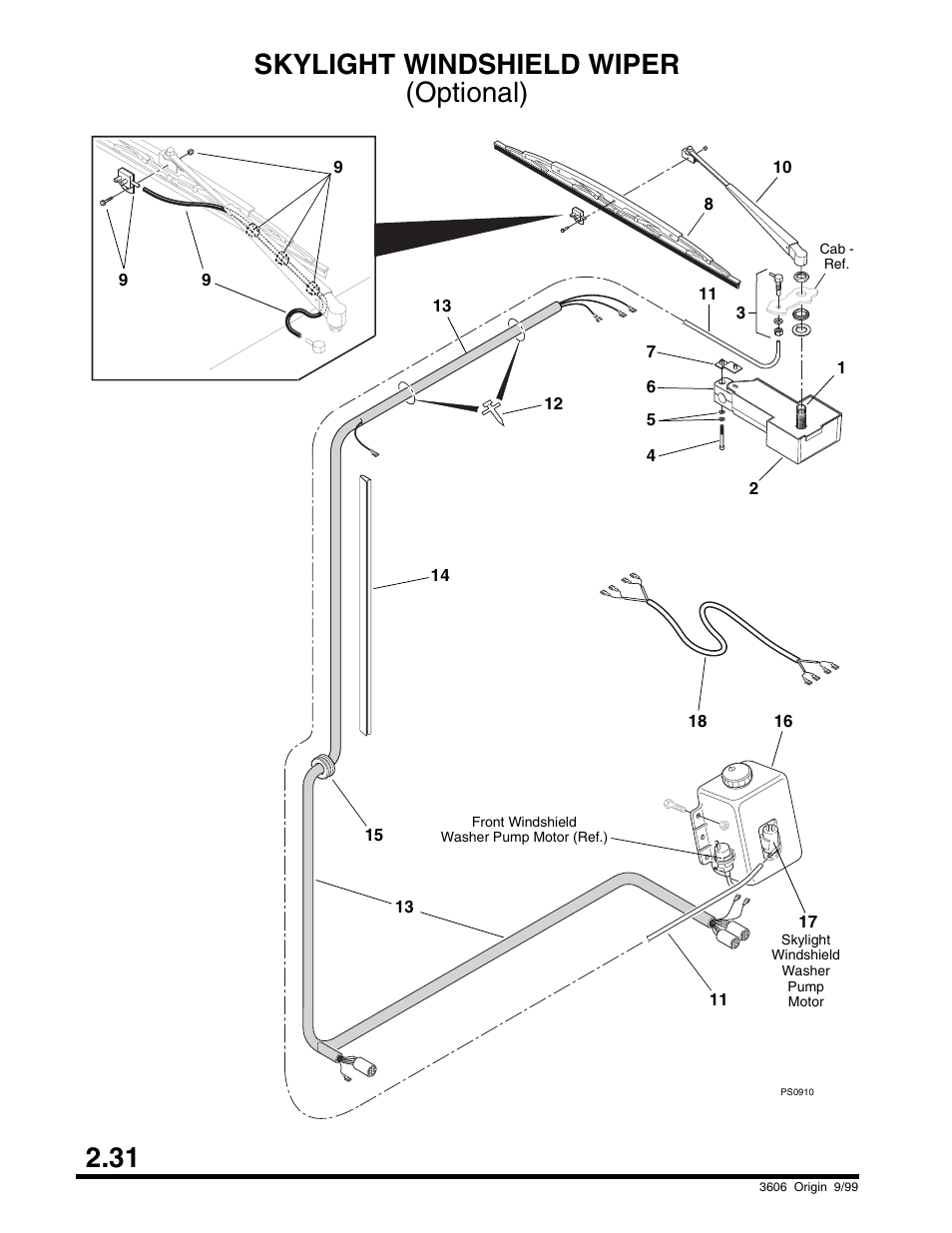 Skylight windshield wiper, Optional), 31 skylight windshield wiper (optional) | SkyTrak 3606 Parts Manual User Manual | Page 42 / 238