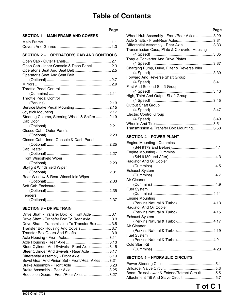 SkyTrak 3606 Parts Manual User Manual | Page 5 / 238
