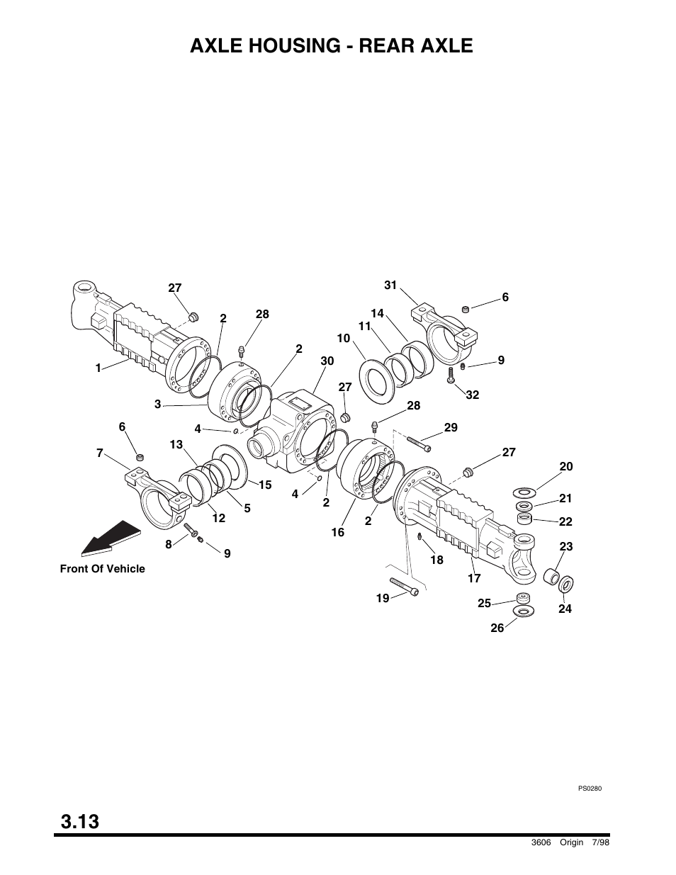 Axle housing - rear axle, Cummins), 13 axle housing - rear axle | SkyTrak 3606 Parts Manual User Manual | Page 62 / 238