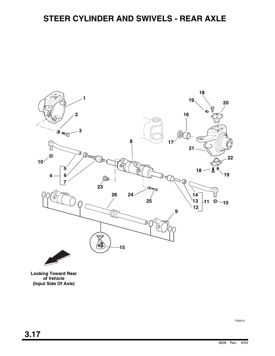 Steer cylinder and swivels - rear axle, Optional), Engine mounting | 17 steer cylinder and swivels - rear axle | SkyTrak 3606 Parts Manual User Manual | Page 66 / 238