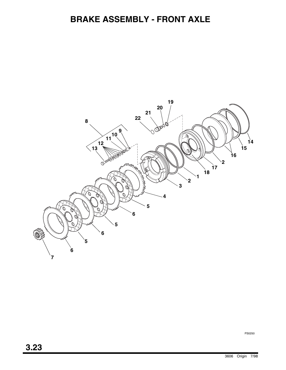 Brake assembly - front axle, 23 brake assembly - front axle | SkyTrak 3606 Parts Manual User Manual | Page 72 / 238