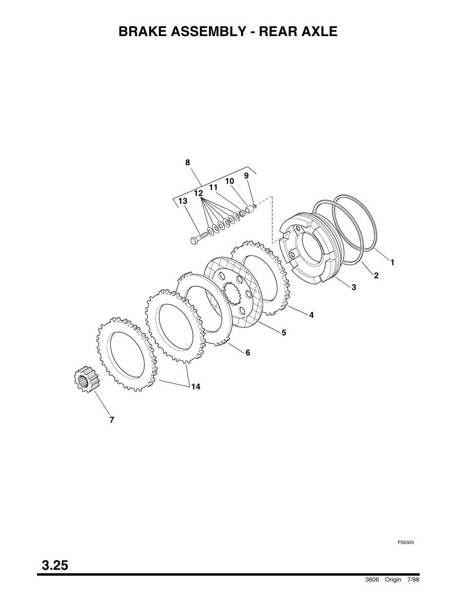 Brake assembly - rear axle, Section 3 – drive train, Radiator and oil cooler | 25 brake assembly - rear axle | SkyTrak 3606 Parts Manual User Manual | Page 74 / 238