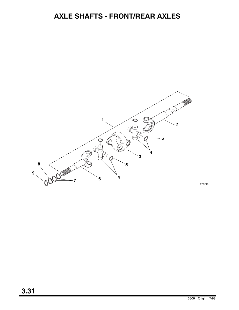 Axle shafts - front/rear axles, 31 axle shafts - front/rear axles | SkyTrak 3606 Parts Manual User Manual | Page 80 / 238