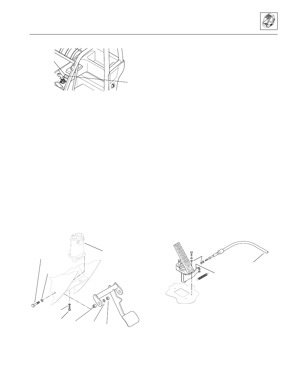 Service brake pedal replacement -19, Throttle pedal replacement -19, Fig. 4–32 | SkyTrak 3606 Service Manual User Manual | Page 105 / 412