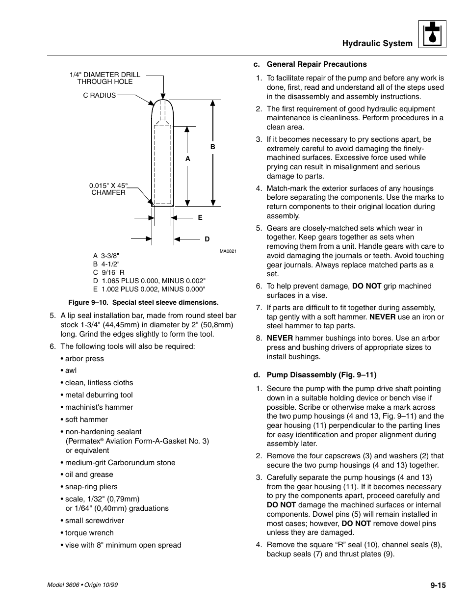 In fig. 9–10. t | SkyTrak 3606 Service Manual User Manual | Page 209 / 412