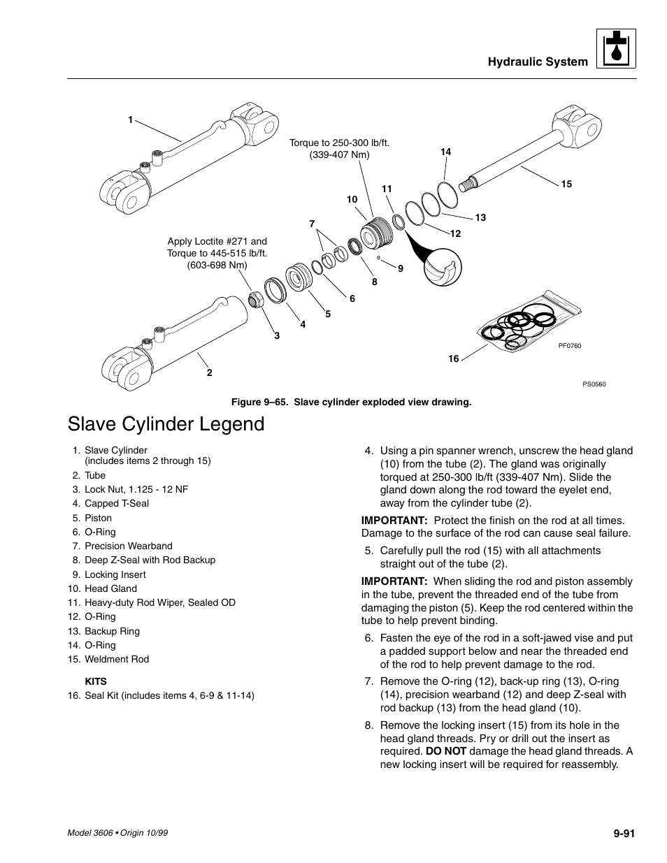Fig. 9– 65, Ent (1, Nt (15 | Slave cylinder legend | SkyTrak 3606 Service Manual User Manual | Page 285 / 412
