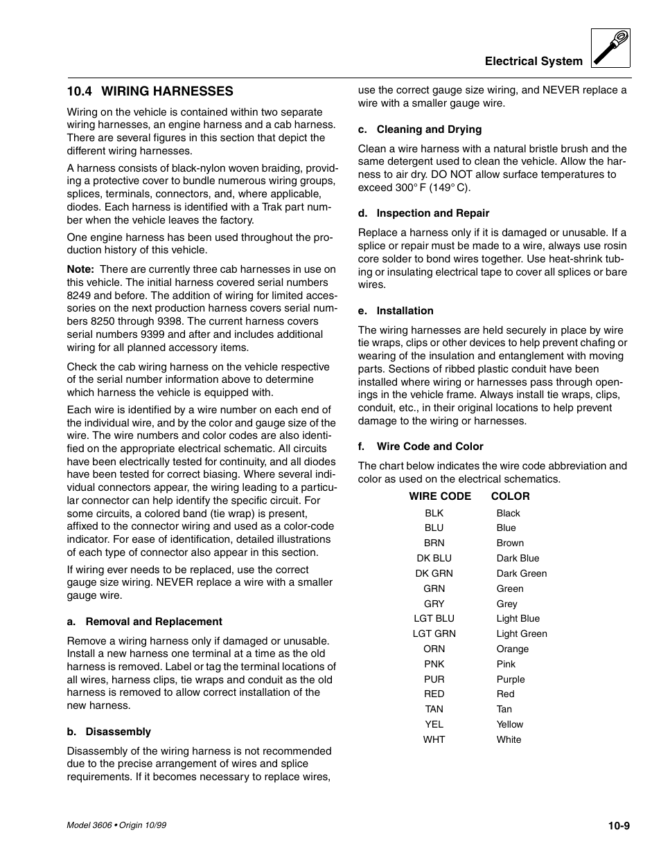 Wiring harnesses -9, 4 wiring harnesses | SkyTrak 3606 Service Manual User Manual | Page 327 / 412