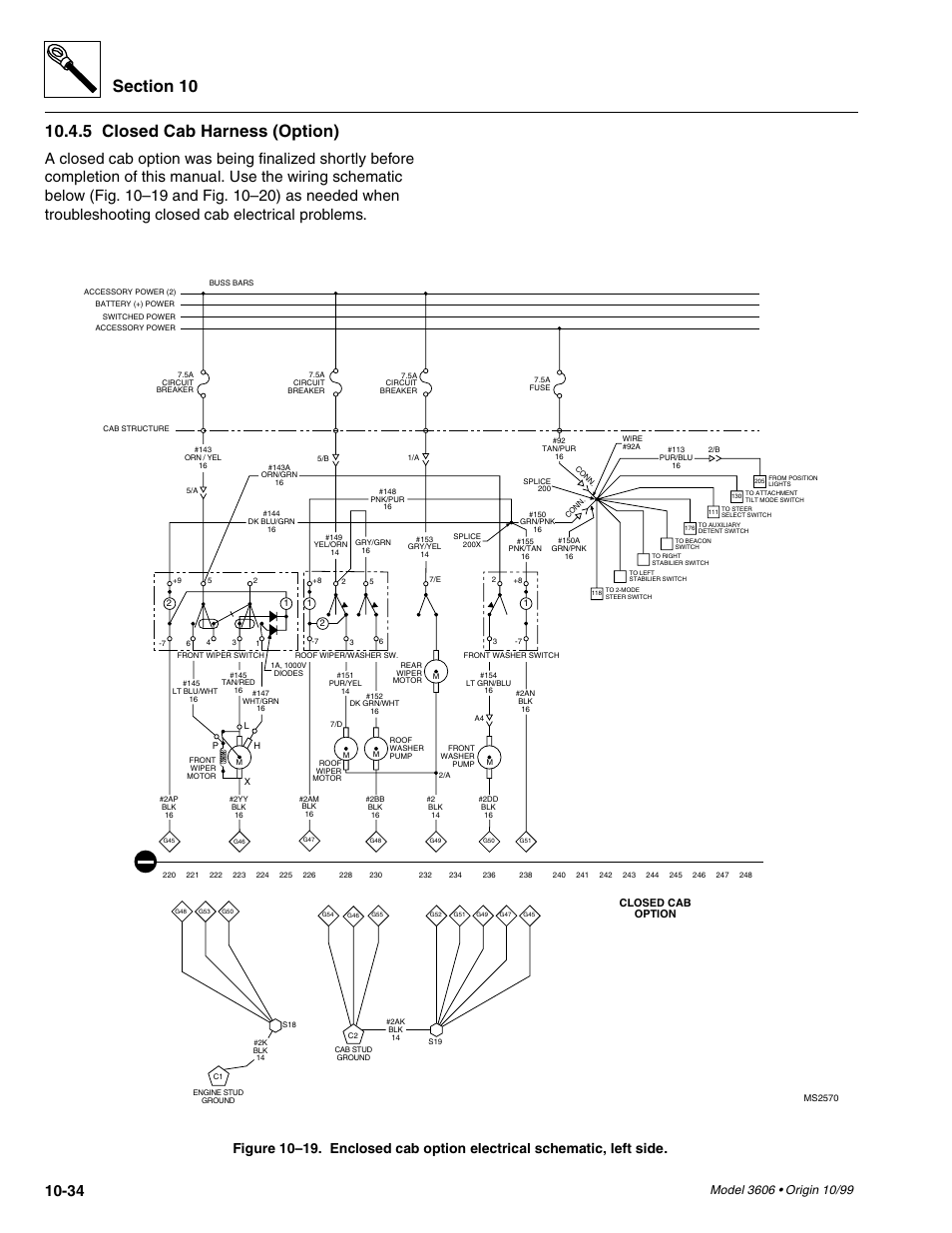 Closed cab harness (option) -34, See fig. 10– 19), R (see fig. 10– 19) | Ee fig. 10– 19), See fig. 10, 5 closed cab harness (option) | SkyTrak 3606 Service Manual User Manual | Page 352 / 412