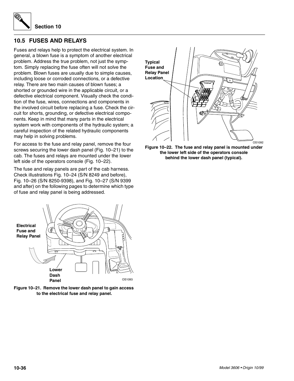 Fuses and relays -36, 5 fuses and relays | SkyTrak 3606 Service Manual User Manual | Page 354 / 412