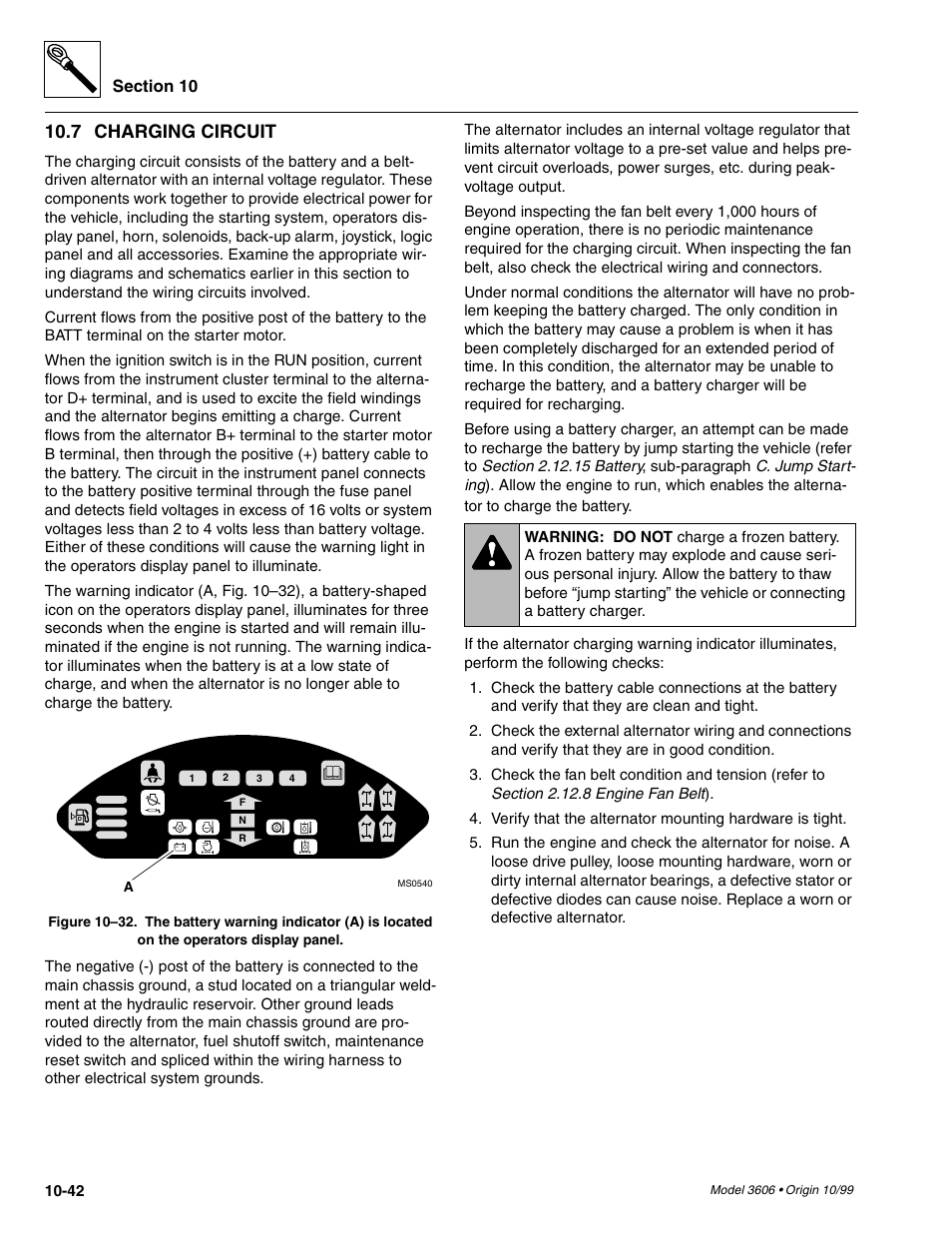 Charging circuit -42, 7 charging circuit | SkyTrak 3606 Service Manual User Manual | Page 360 / 412