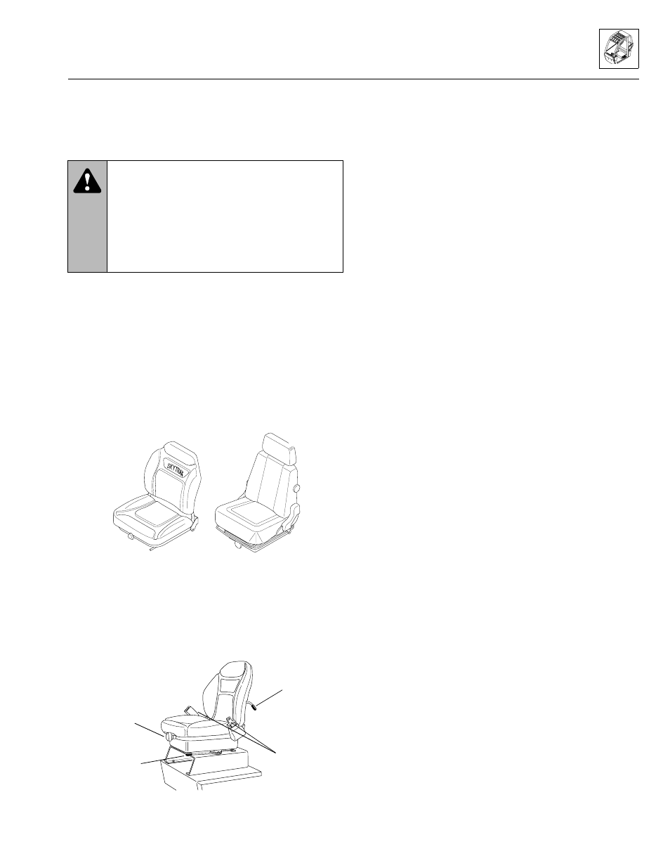 Operator’s seat and seat belt | SkyTrak 3606 Service Manual User Manual | Page 95 / 412