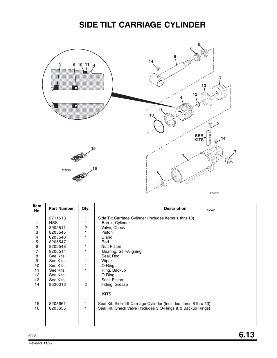 Side tilt carriage cylinder | SkyTrak 6036 Parts Manual User Manual | Page 229 / 300