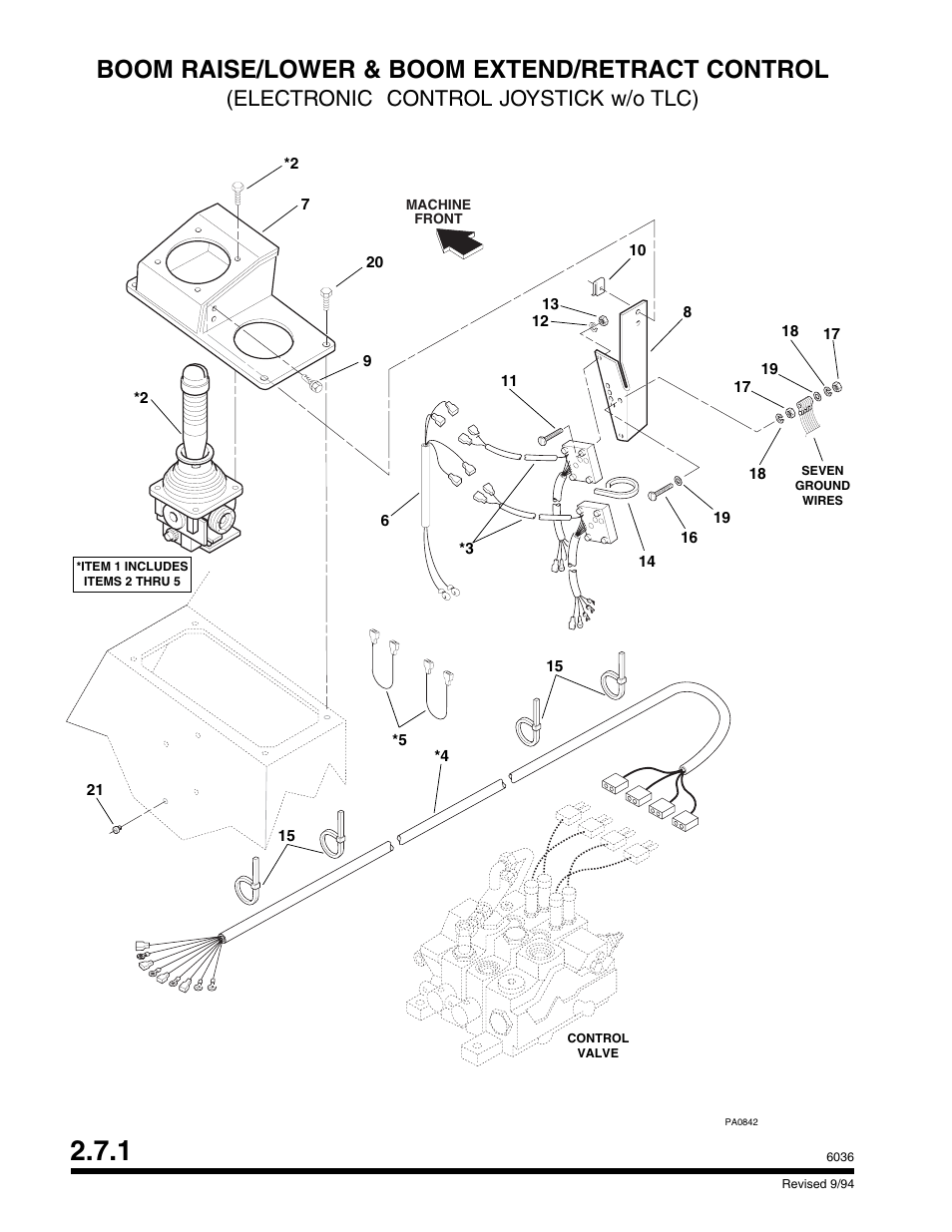 Boom raise/lower & boom extend/retract control, Electronic control joystick w/o tlc) | SkyTrak 6036 Parts Manual User Manual | Page 24 / 300