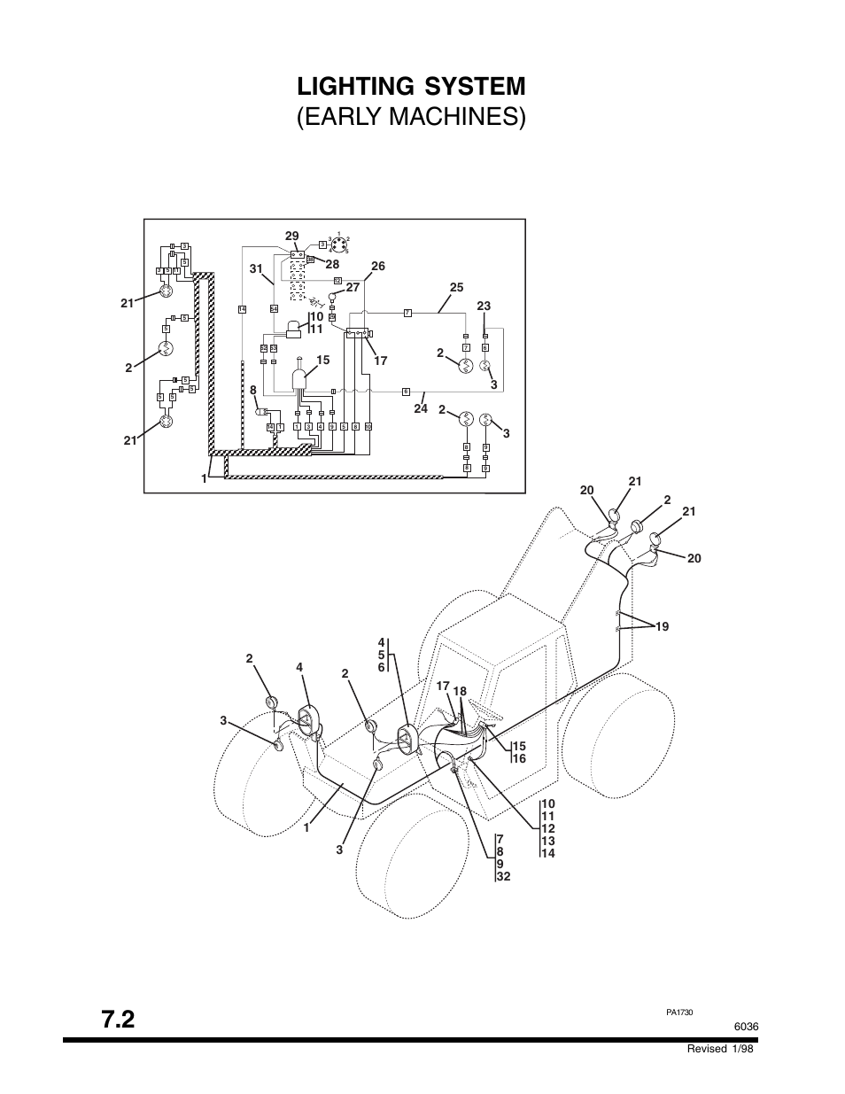 Lighting system (early machines) | SkyTrak 6036 Parts Manual User Manual | Page 240 / 300