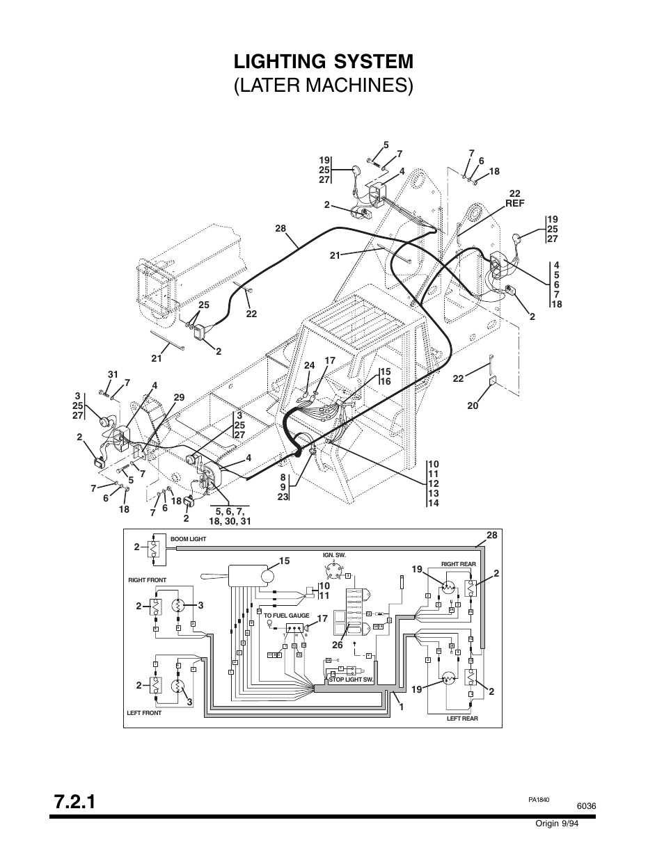 Lighting system (later machines) | SkyTrak 6036 Parts Manual User Manual | Page 242 / 300