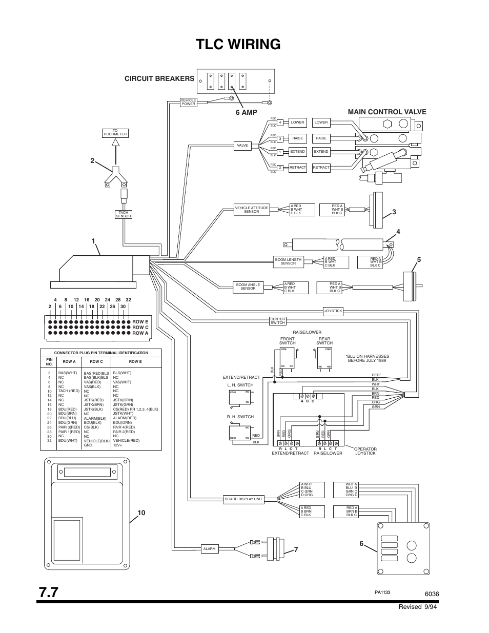 Tlc wiring, Revised 9/94 | SkyTrak 6036 Parts Manual User Manual | Page 252 / 300