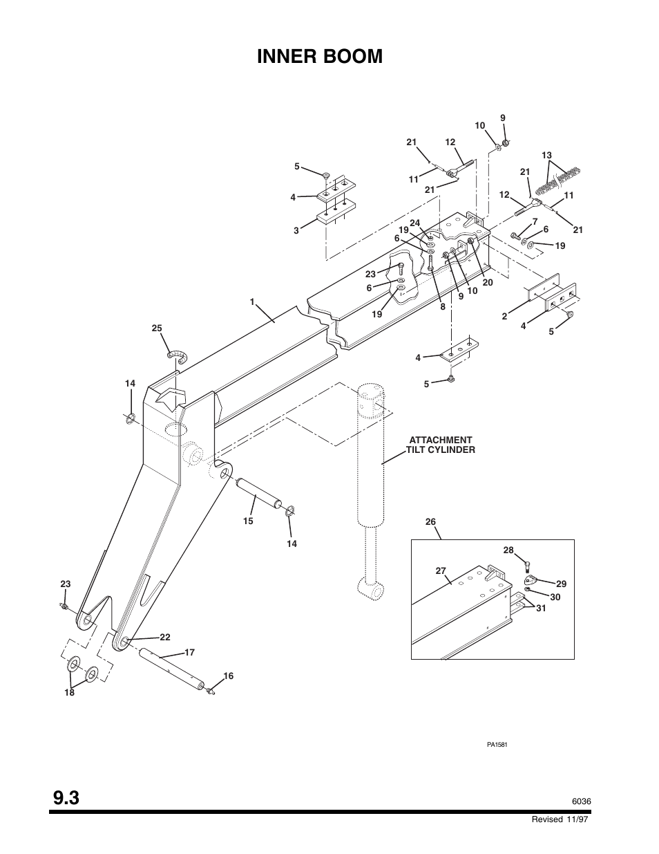 3 inner boom | SkyTrak 6036 Parts Manual User Manual | Page 262 / 300