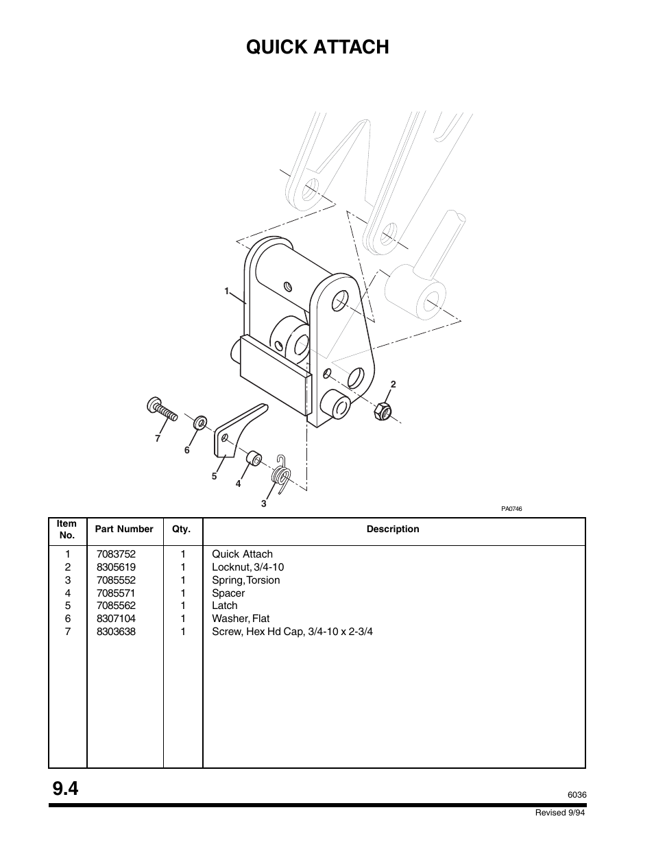 Quick attach 9.4 | SkyTrak 6036 Parts Manual User Manual | Page 264 / 300