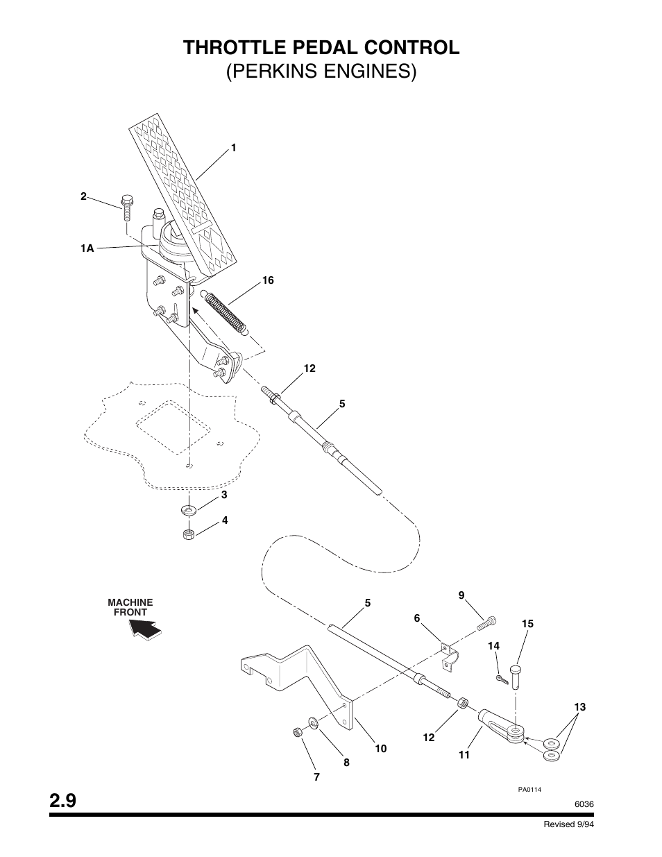 Throttle pedal control (perkins engines) 2.9 | SkyTrak 6036 Parts Manual User Manual | Page 38 / 300