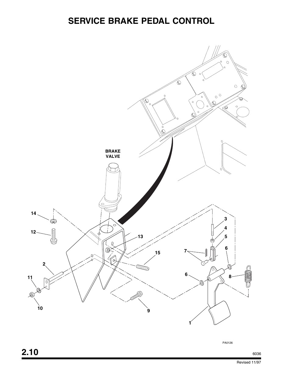 Service brake pedal control 2.10 | SkyTrak 6036 Parts Manual User Manual | Page 40 / 300