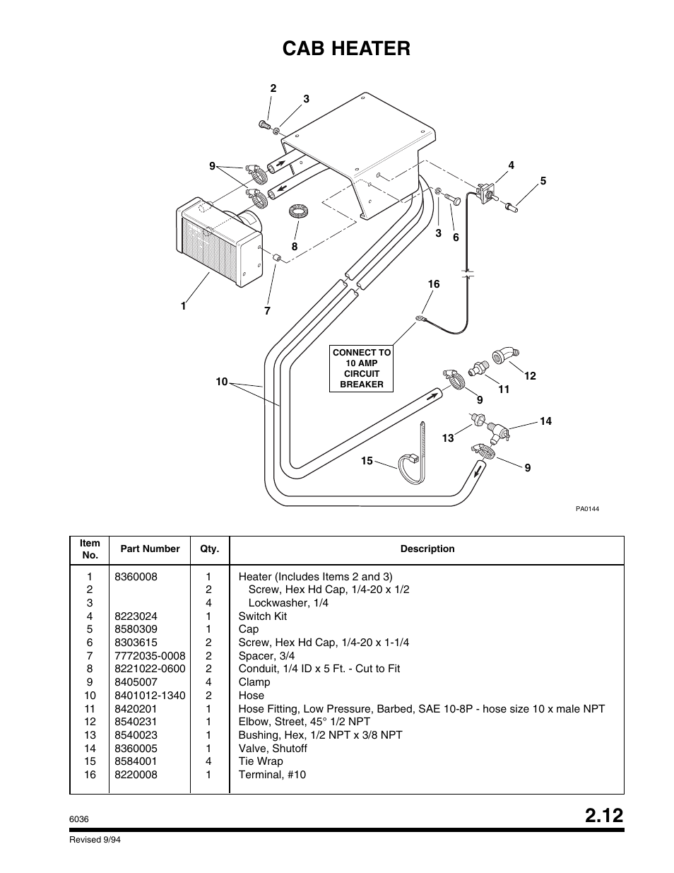 Cab heater 2.12 | SkyTrak 6036 Parts Manual User Manual | Page 43 / 300