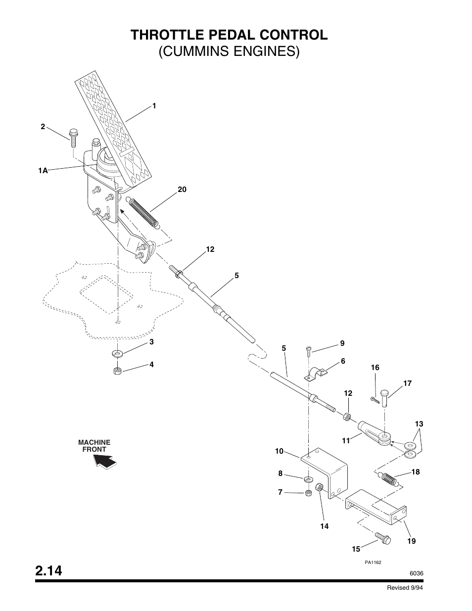 14 throttle pedal control (cummins engines) | SkyTrak 6036 Parts Manual User Manual | Page 48 / 300