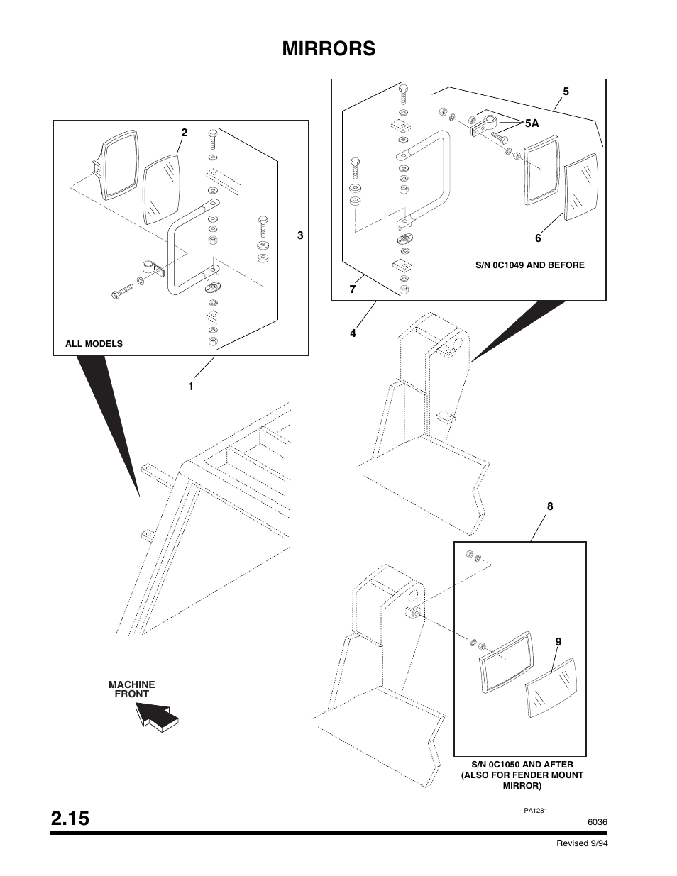 Mirrors 2.15 | SkyTrak 6036 Parts Manual User Manual | Page 50 / 300