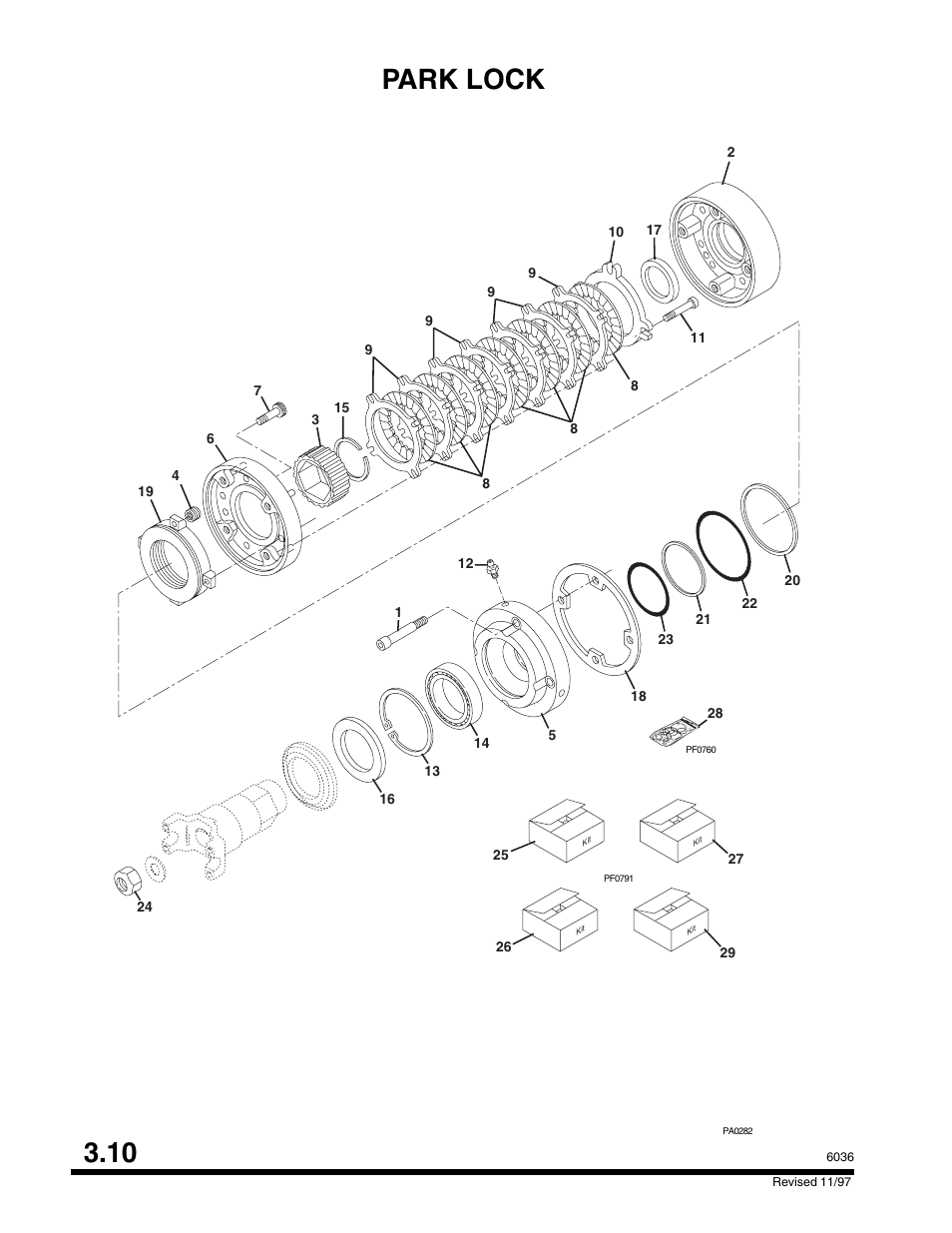 Park lock 3.10 | SkyTrak 6036 Parts Manual User Manual | Page 72 / 300
