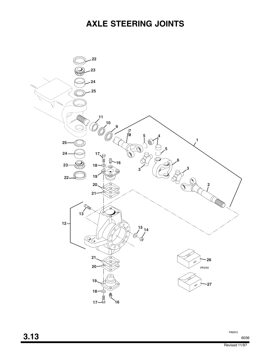 Axle steering joints 3.13 | SkyTrak 6036 Parts Manual User Manual | Page 78 / 300