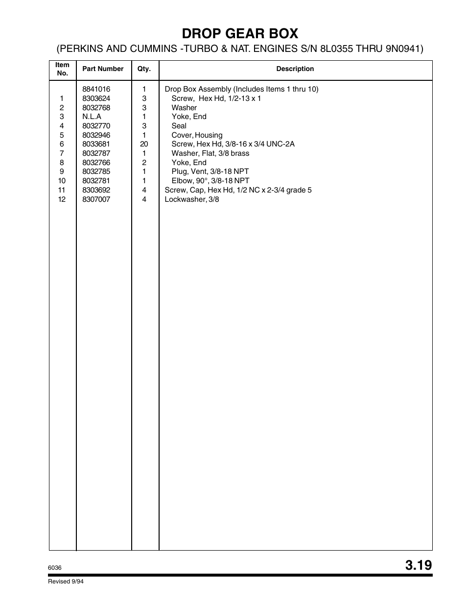 Drop gear box | SkyTrak 6036 Parts Manual User Manual | Page 97 / 300