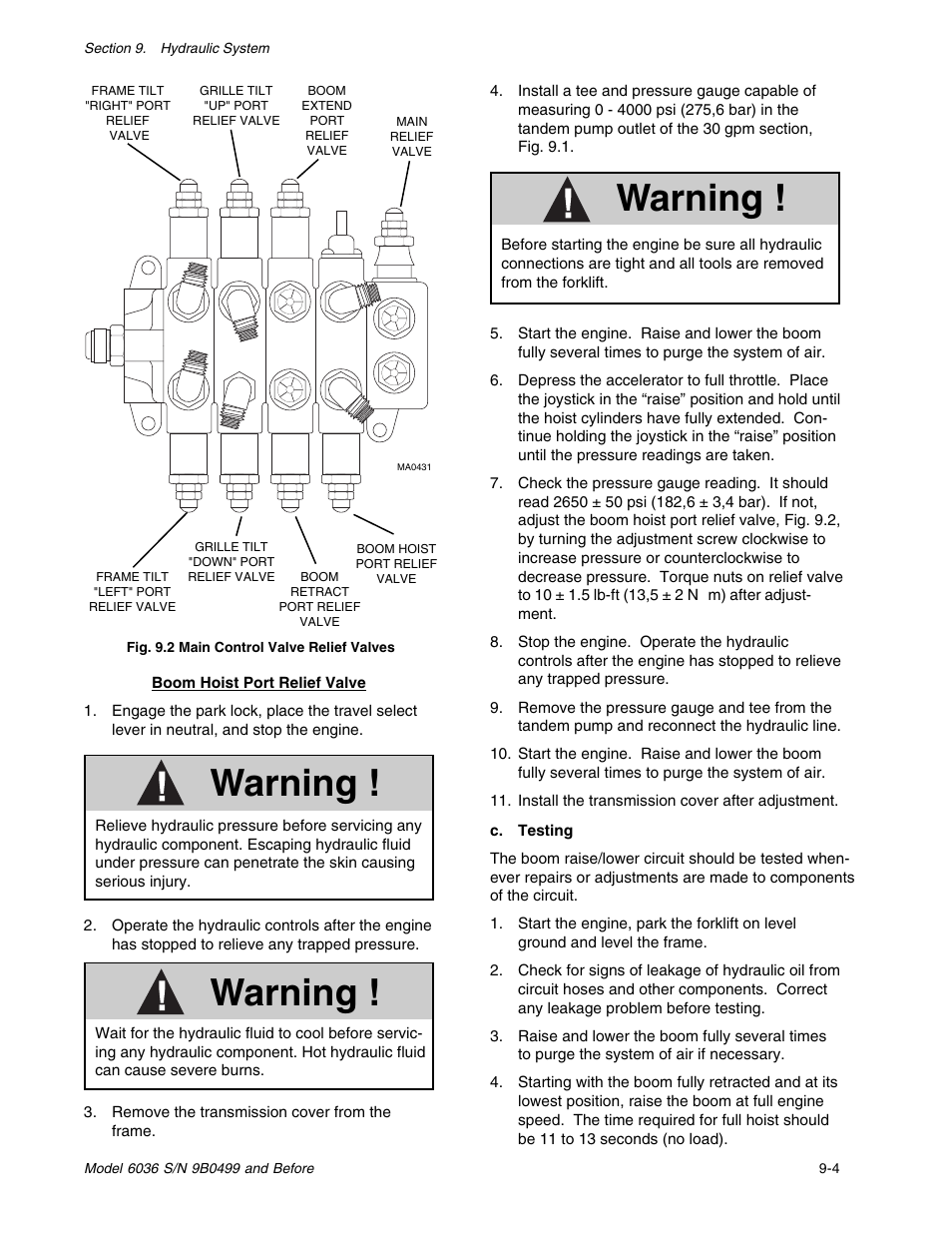 Warning | SkyTrak 6036 Service Manual User Manual | Page 117 / 280
